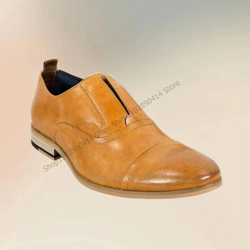 Men'S Shoes Yellow And Black - Sepatu Loafer Pria Desain Jahitan Hitam