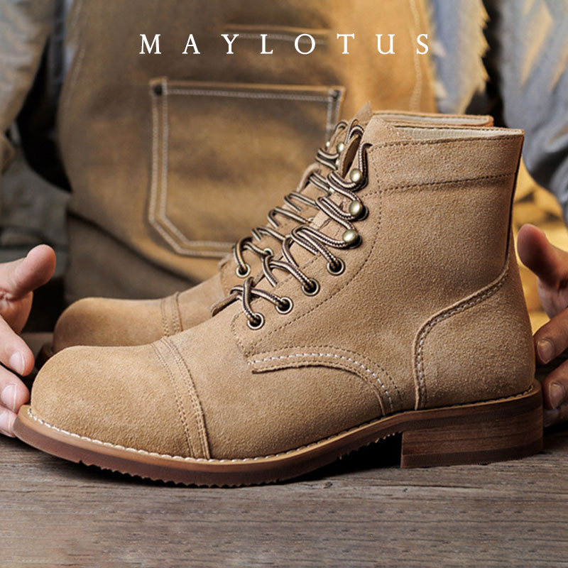 Men'S Shoes Timberland - Sepatu Boot Suede Goodyear-Welted untuk Motor,