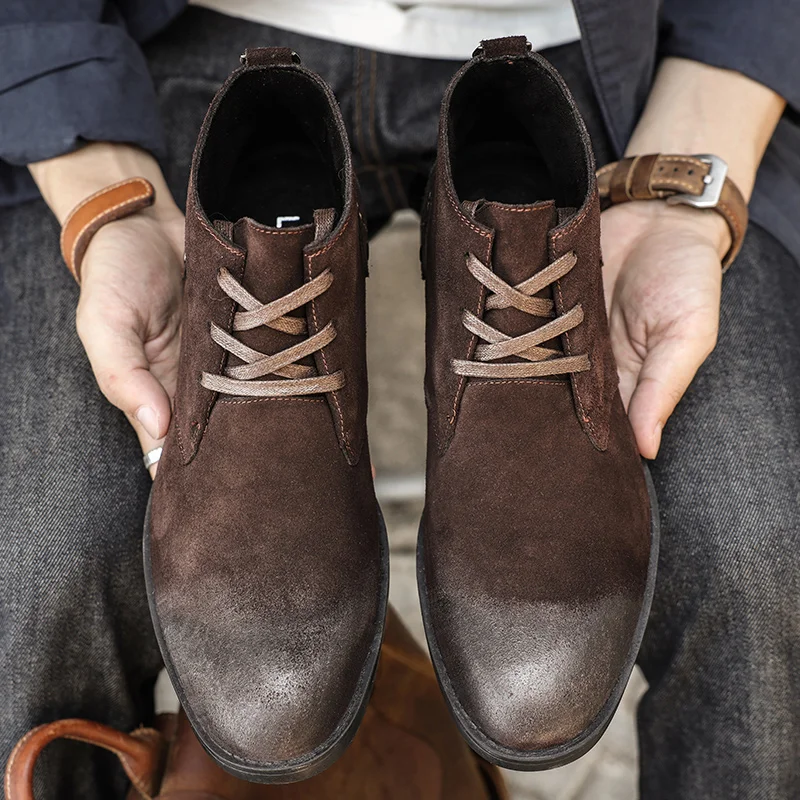 Sepatu Boots Kulit Suede Sapi  - Men'S Shoes Zipper ulasan dan harga
